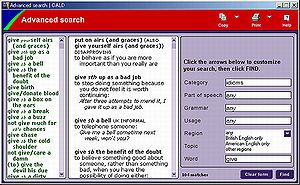 Cambridge Advanced Learner's Dictionary(2003 first edition):advanced search window