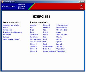 Cambridge Advanced Learner's Dictionary(2003 first edition):Exercises window(1)