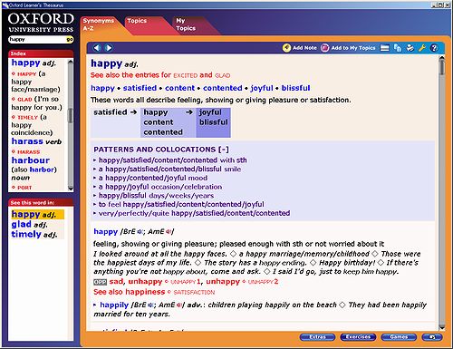 Oxford Learner's Thesaurus[2008:first]: main window(2)